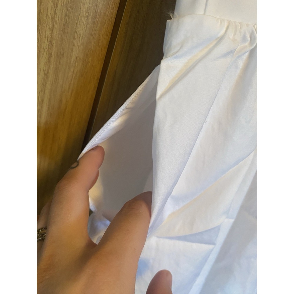 SPANX White Sleeveless Fit & Flare Midi Dress w/ Pockets L Cotton Blend - Picture 6 of 8
